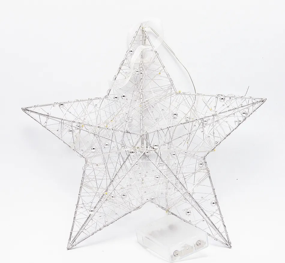 DECOLED 3D LED poinsettia na batérie, 30 × 30 × 8 cm, kov s drôtom, 20 LED diód, AA