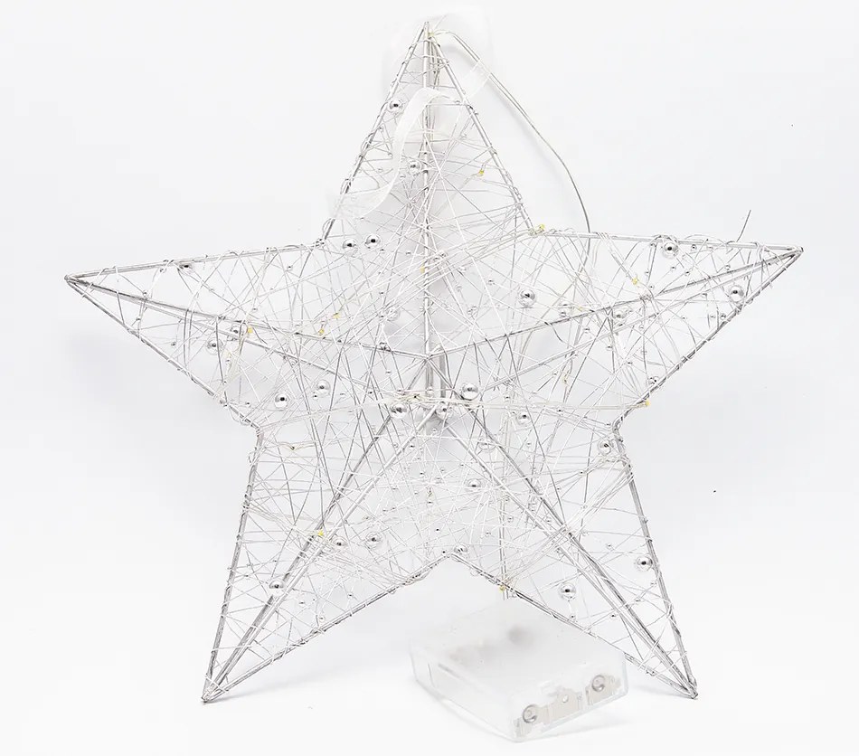 DECOLED Vánoční kovová dekorace, hvězda, průměr 30 cm s 20 LED světly