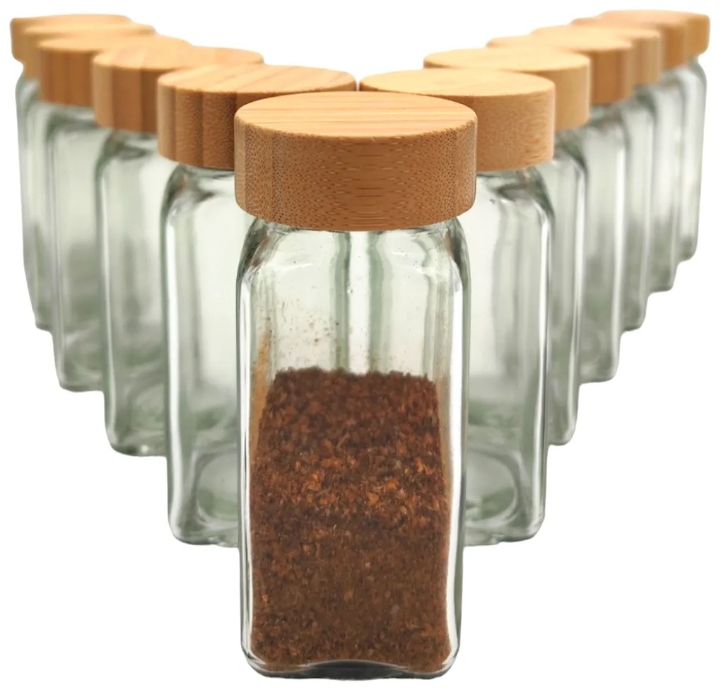 usporadejto.cz Sada 12ks koreničiek hranatých s bambusovým viečkom DECOR 120 ml