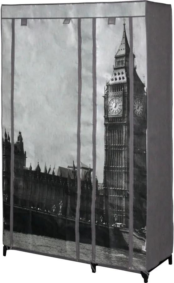 Sivá textilná skriňa na oblečenie JOCCA London, 160 × 105 cm