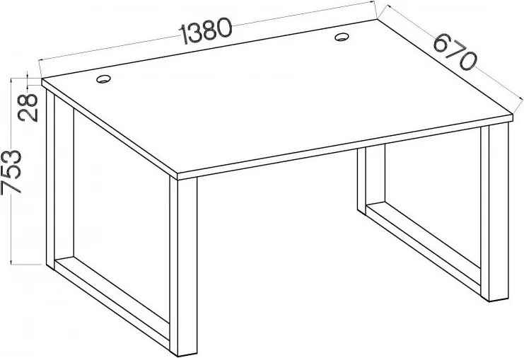 Písací stôl LUGANO 138 cm s kovovými nohami Farba: Dub artisan