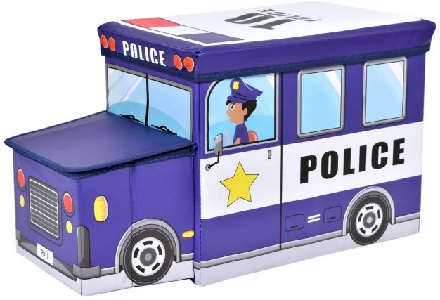 Taburetka v tvare policajného auta modrá