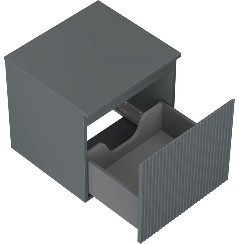 Mexen Rivel, kúpeľňová skrinka 50 cm s hornou časťou, 1 zásuvka, drážkovaná, grafit matná - 91A20-05047-1-BFC66