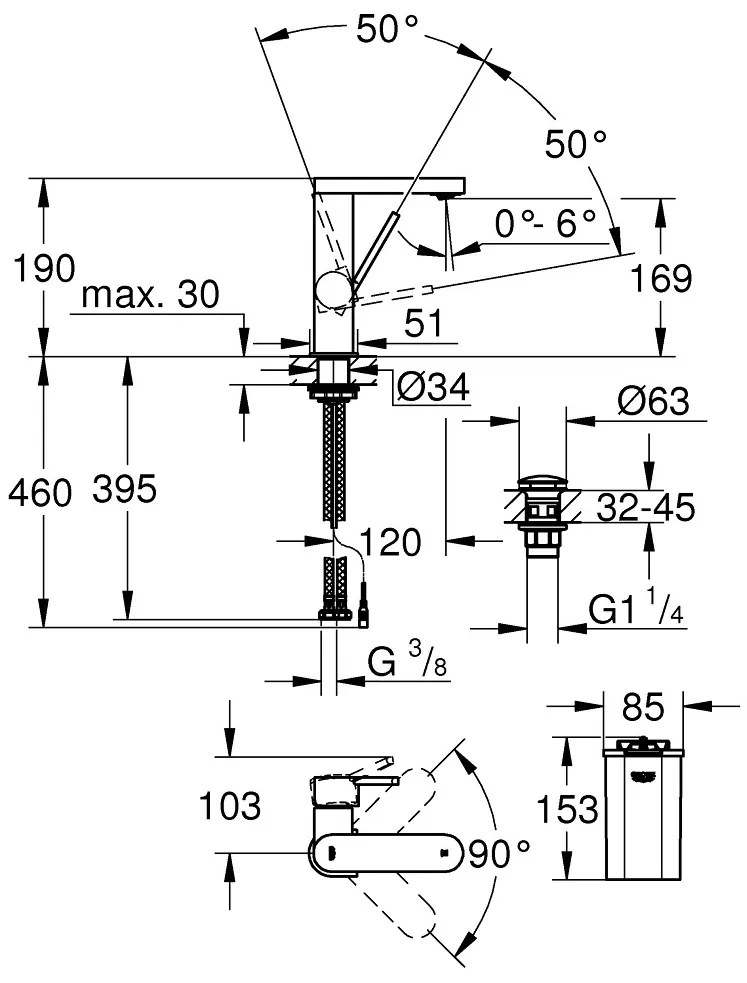 GROHE Plus - Páková batéria 1/2" s LED displejom, veľkosť M, chróm 23958003