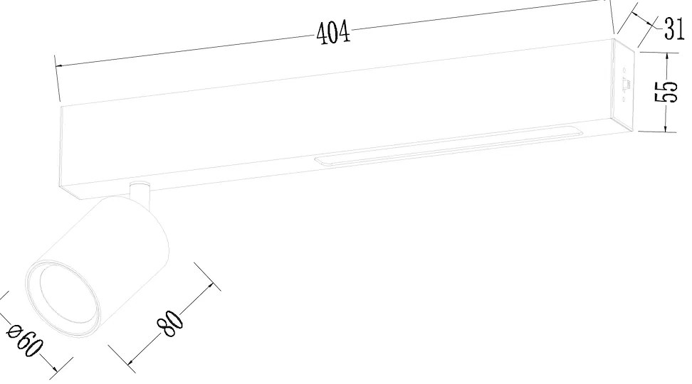 Stropné svietidlo Magnet, 1x biele kovové tienidlo + 1x LED 5W, w