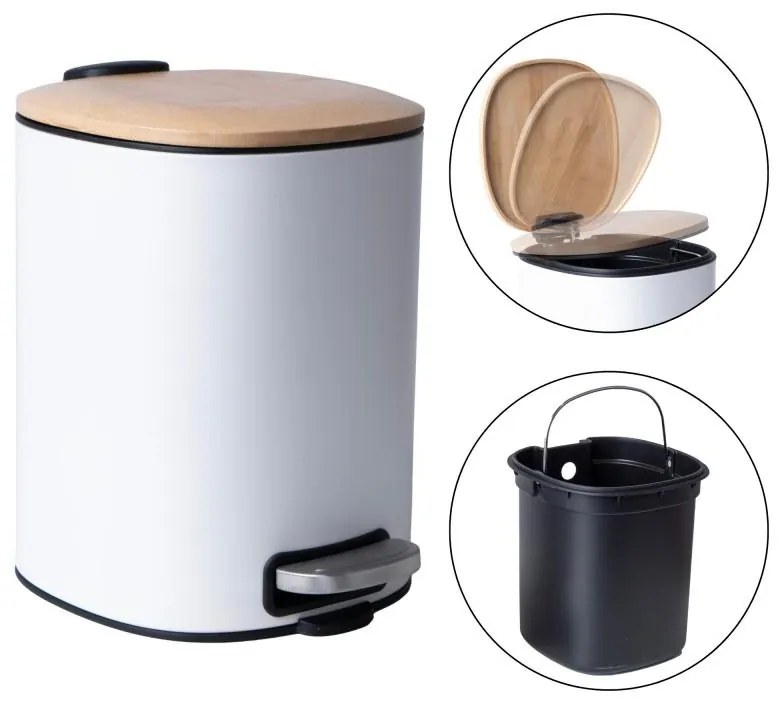 Erga Osti, kôš na odpadky so soft-close zatváraním 5L, hnedá-biela, ERG-YKA-CH.OSTI-WHT