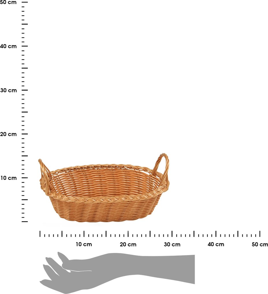 Plastový oválny košík RONNY 29x18 cm hnedý