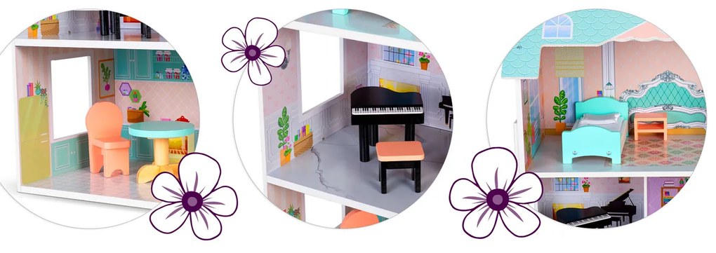 Veľký drevený domček pre bábiky 3-poschodový Ricokids RK-878 787800