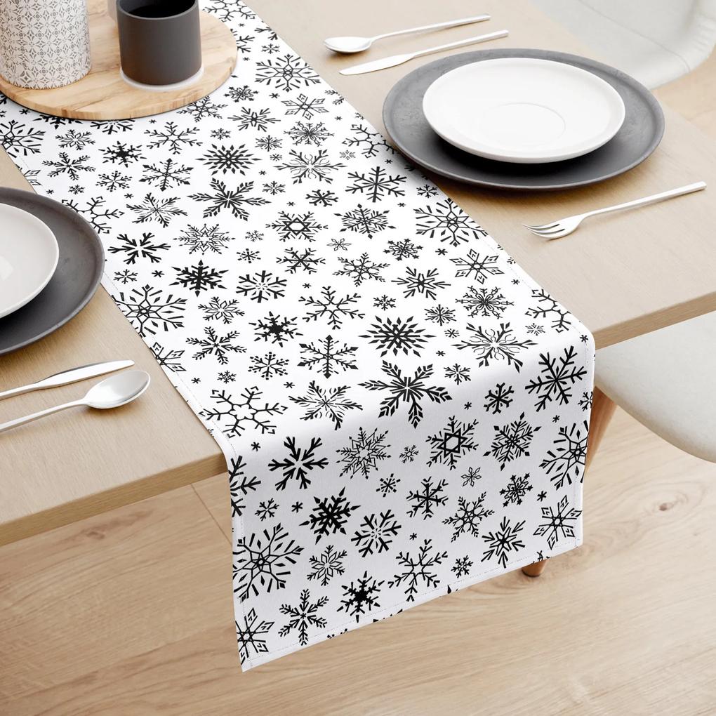 Goldea vianočný behúň na stôl 100% bavlnené plátno - snehové vločky 20x160 cm