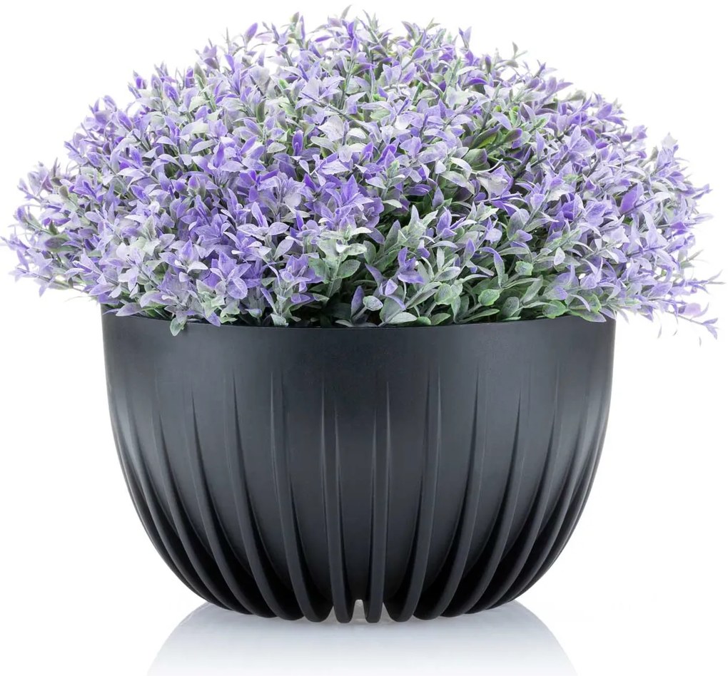 PLASTOVÝ KVETINÁČ STRIPPED ECO 14X24 CM ČIERNA