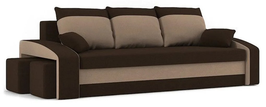 Veľká rozkladacia pohovka HEWLET s taburetkami model 2 Čierna/šedá