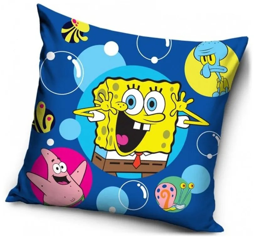 Vankúš SpongeBob Happy - modrý - 40 x 40 cm