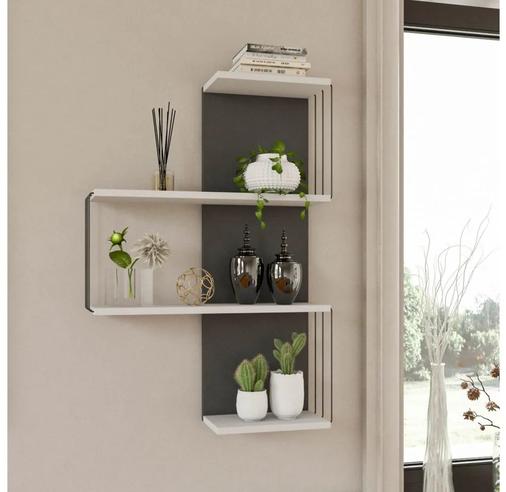 Nástenná polica CAMBEL 96x64 cm biela/antracit