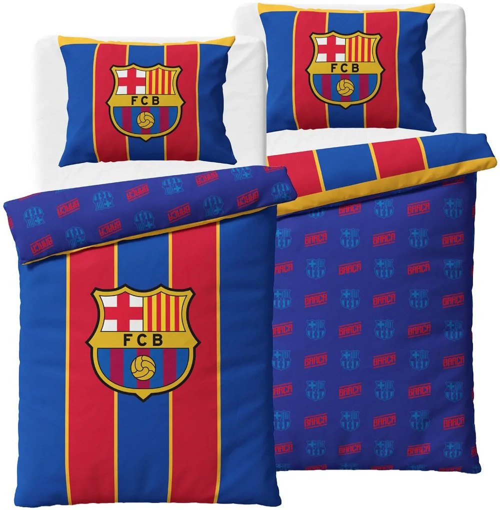 Obojstranné posteľné obliečky FC Barcelona - motív Blaugrana Glory - 100% bavlna Renforcé - 70 x 90 cm + 140 x 200 cm
