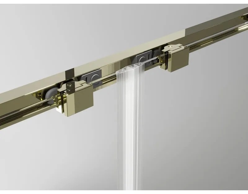 Mexen Exo, posuvný sprchový kút 150 x 90 cm, číre sklo, zlatá, 8151-150-090-50-00