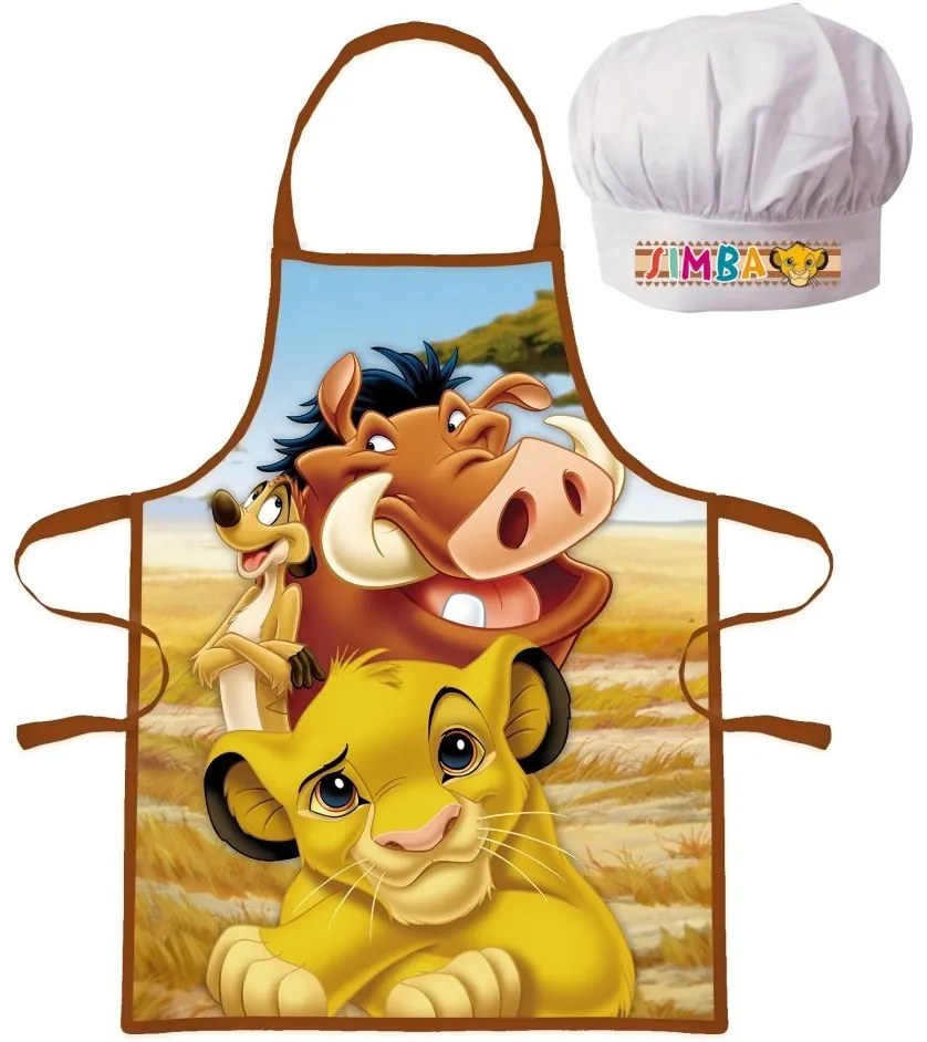Detská zástera s kuchárskou čiapkou Leví kráľ - 2 diely