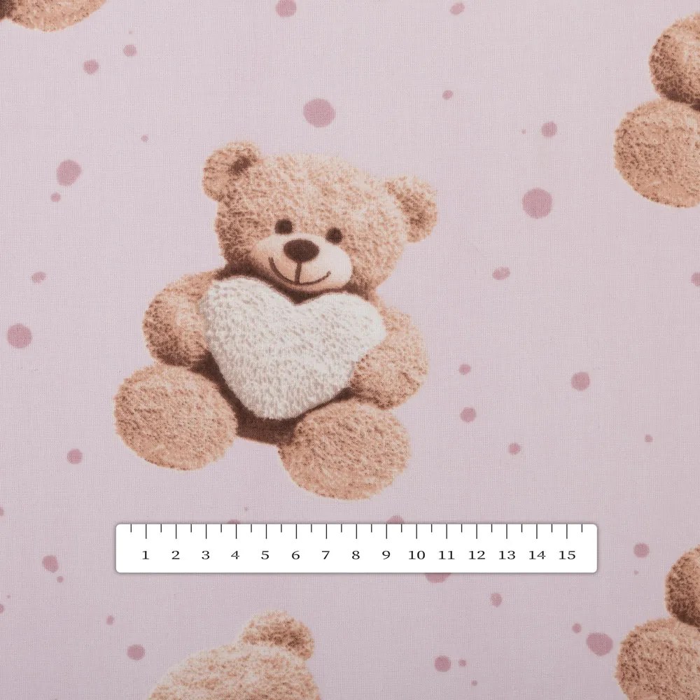 Biante Detský bavlnený obdĺžnikový obrus Sandra SA-723 Medvedíky so srdiečkami na fialkovom 100x160 cm