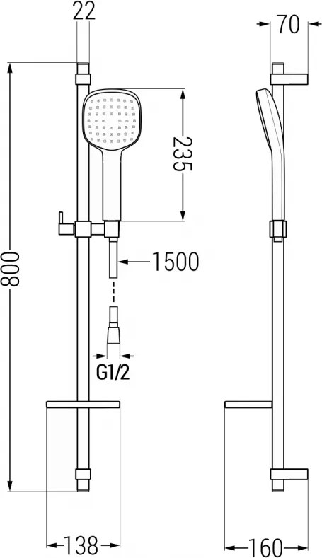 Mexen sprchový set DQ33, čierna, 785334581-70