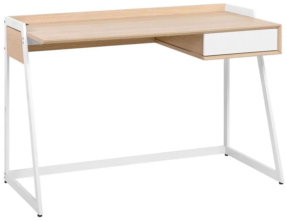 Písací stôl 120 x 60 cm biela prírodná QUITO Beliani