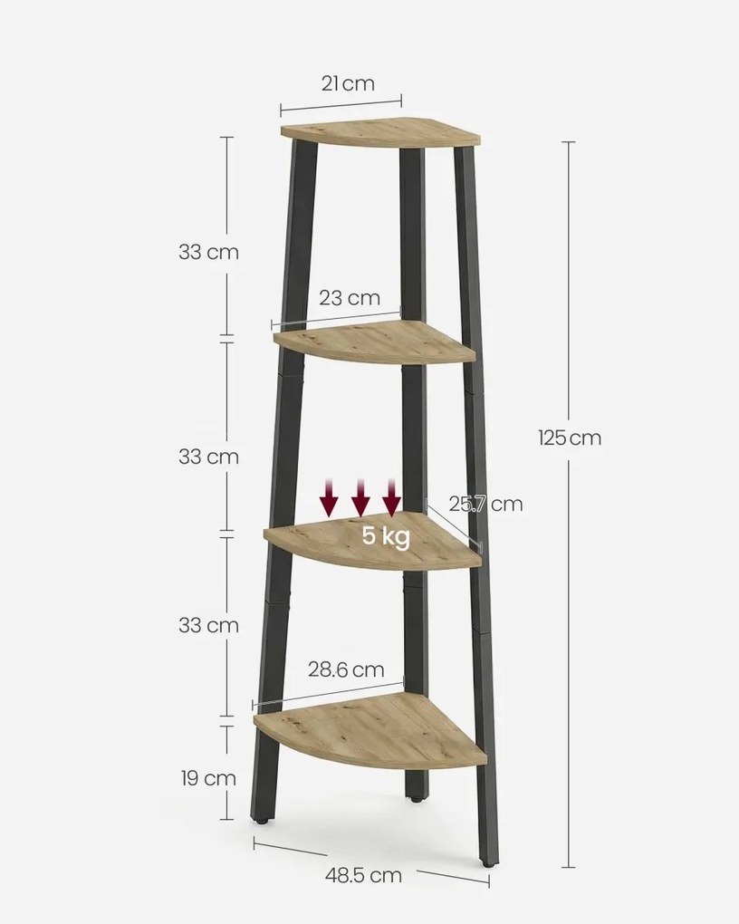 Rohová polica TAYLOR ARTISAN 4 police, 125x34cm