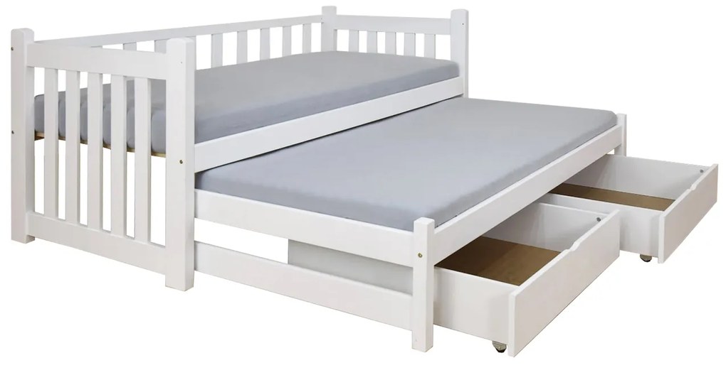 Wilsondo Posteľ Veronika 2 - 200x90 + prístelka - biela