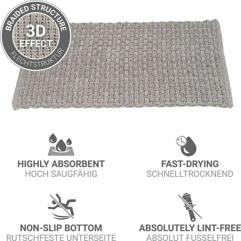 Sivá textilná kúpeľňová predložka 50x80 cm Ecoli – Wenko