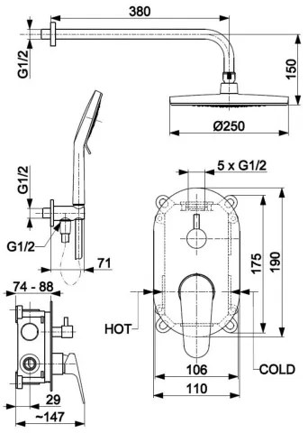 KFA Armatura 5559-501-00-Sprchová sada s podomietkovou batériou OTAVA lesklý chróm