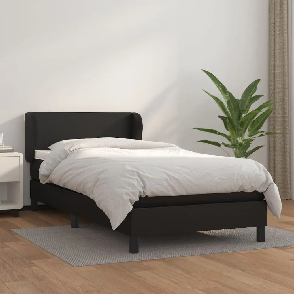 Boxspring posteľ s matracom čierna 100x200 cm umelá koža 3127175