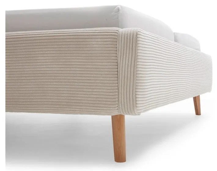 Béžová čalúnená dvojlôžková posteľ s úložným priestorom s roštom 140x200 cm Mattis Cord – Meise Möbel