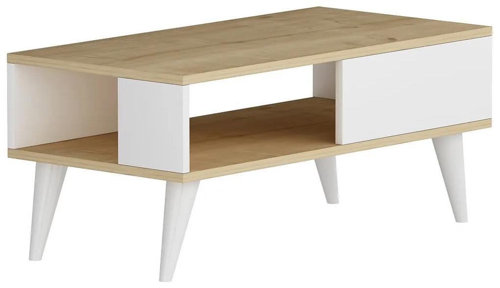 Dizajnový konferenčný stolík Olson 90 cm dub biely