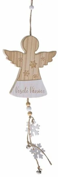 Drevený závesný anjel, 28 cm