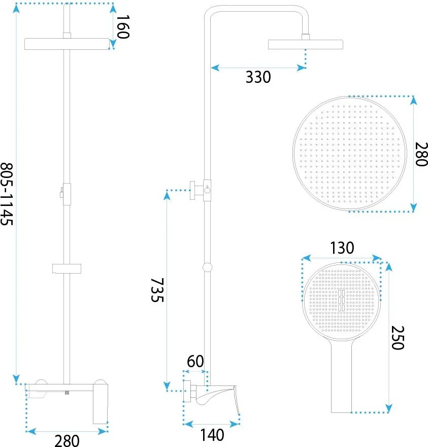 Rea Vision Premium, sprchový set, chrómová, REA-P6738