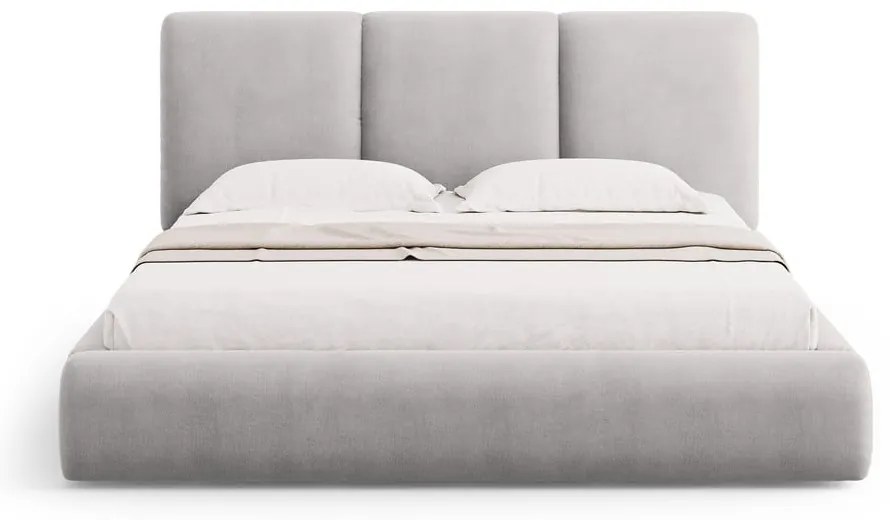Svetlosivá čalúnená dvojlôžková posteľ s úložným priestorom s roštom 200x200 cm Brody – Mazzini Beds