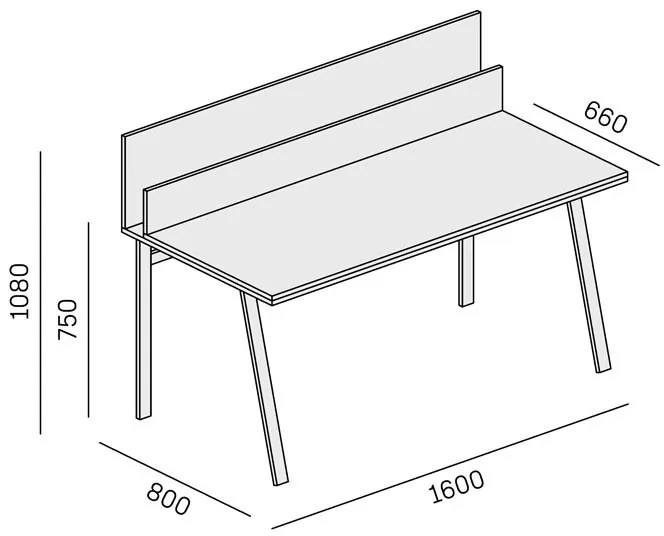Kancelársky písací stôl SINGLE LAYERS s prepážkami, biela