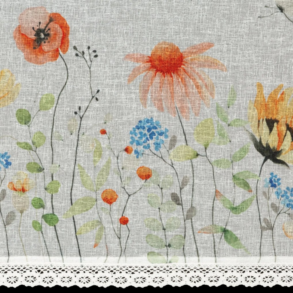 KRÁTKA ZÁCLONA NA PÁSKE NATI 150X60 CM KVETY