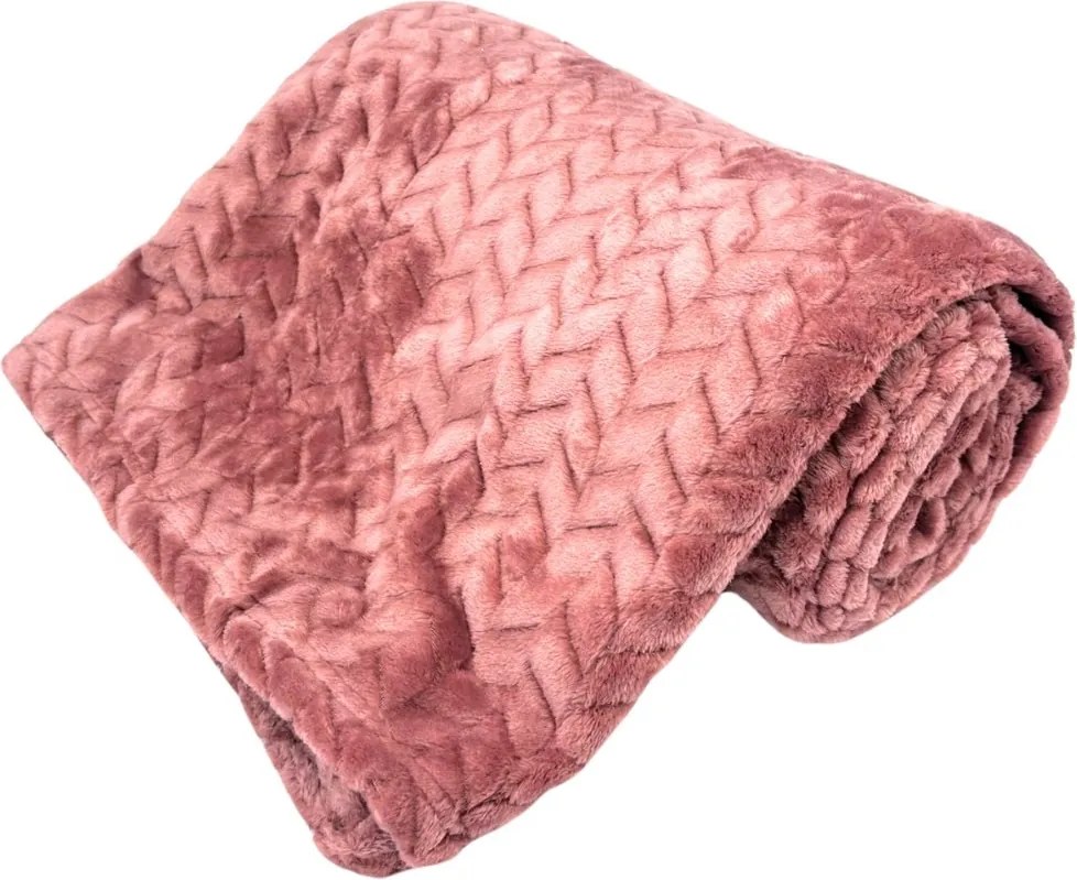 Home Elements Mikroflanelová deka, jacquard vzor, ​​staroružová