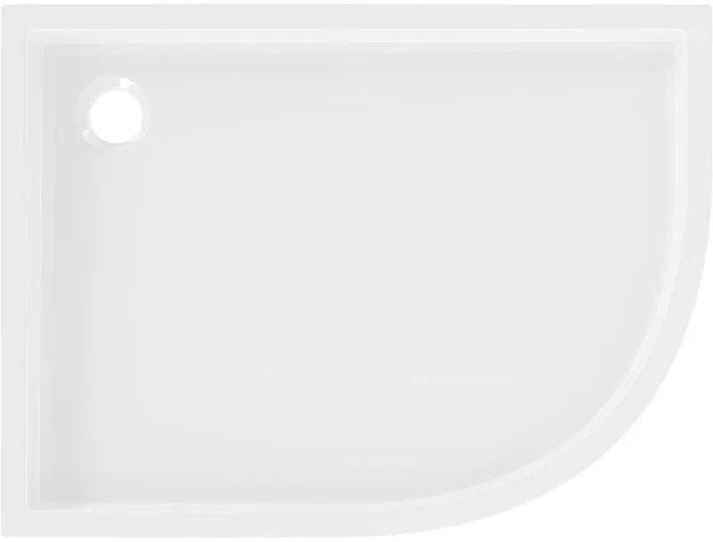 Mexen Flow+, štvrťkruhová asymetrická sprchová vanička, ľavá, 100 x 80 cm, biela lesklá, 46Q108010LH