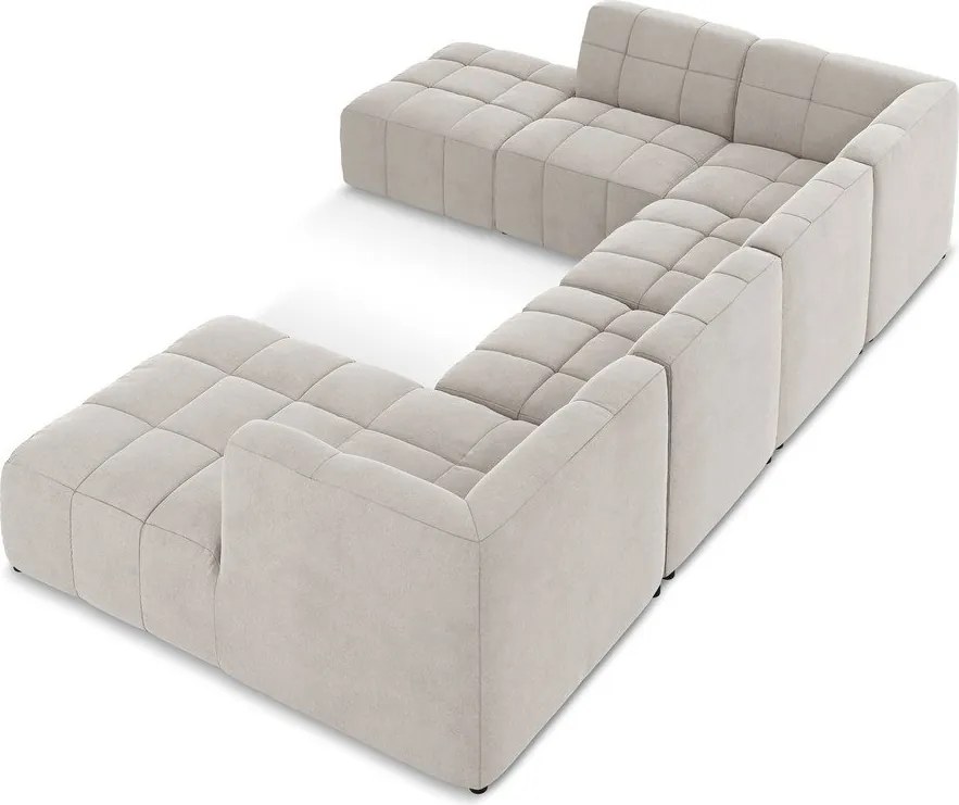 Béžová zamatová rohová pohovka (do tvaru "U") Aloha – Makamii