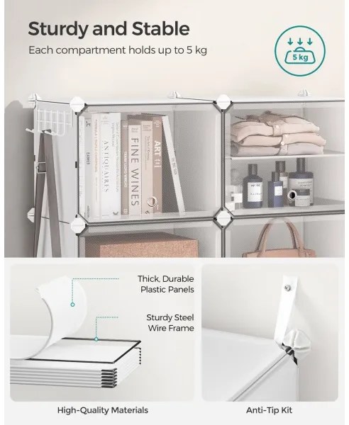 Modulárny regál s priehradkami BOXIFY biela