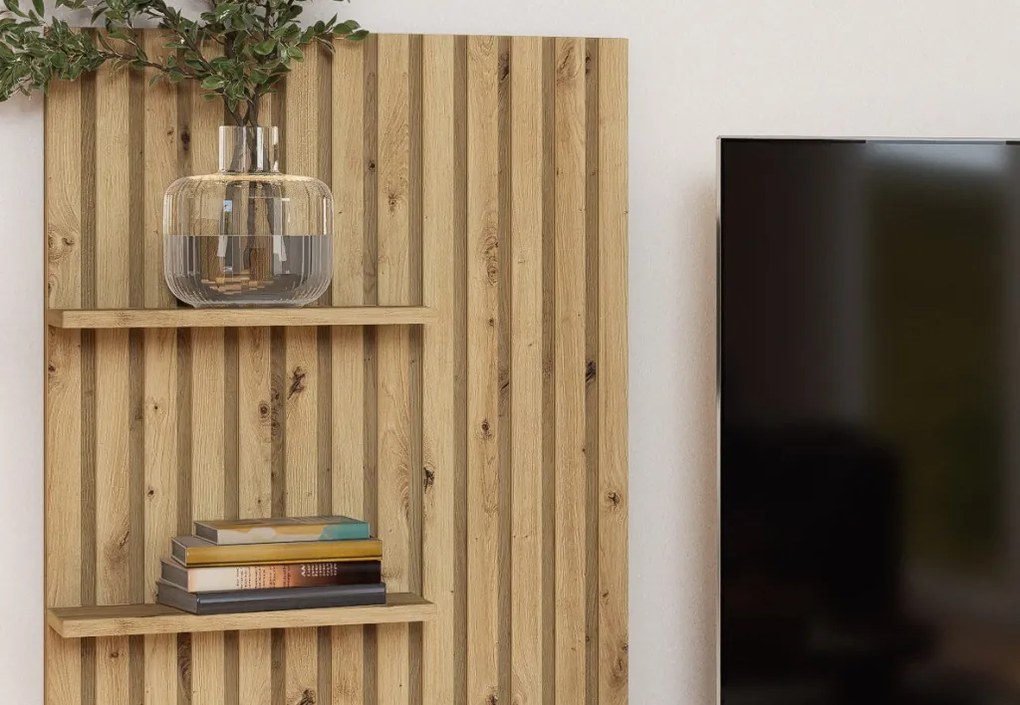 Obývacia stena Gatwick, dub artisan/kašmírová béžová, s osvetlením