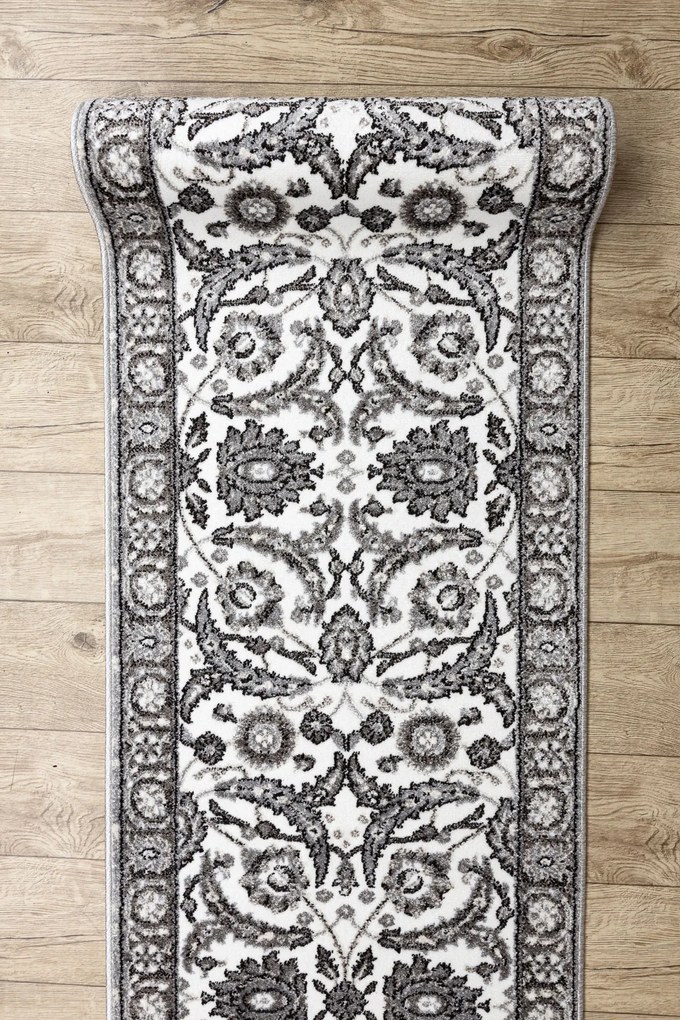 Behúň MATEO 8037/644Kvety, s rámom, sivý