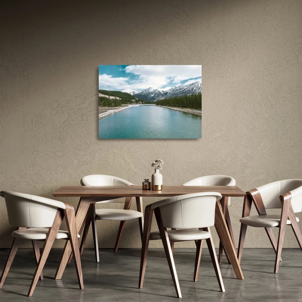 Sklenený obraz horskej krajiny (70x50 cm)