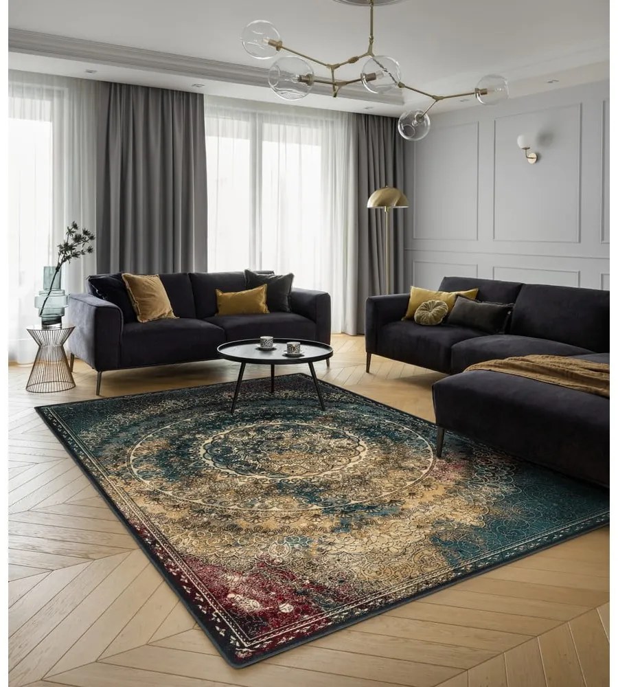 Vlnený koberec v petrolejovomodrej farbe 133x180 cm Ann – Agnella