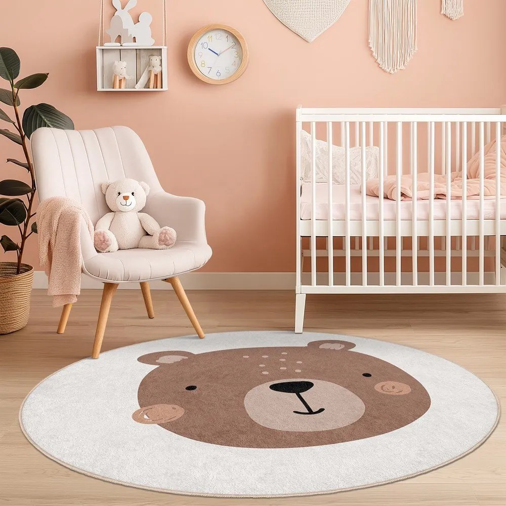 Hnedý/krémový prateľný detský koberec ø100 cm Teddy Bear – Mila Home
