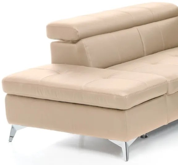 Kožená rohová sedacia súprava SALERNO II L, ľavá, béžová, rozkladacia