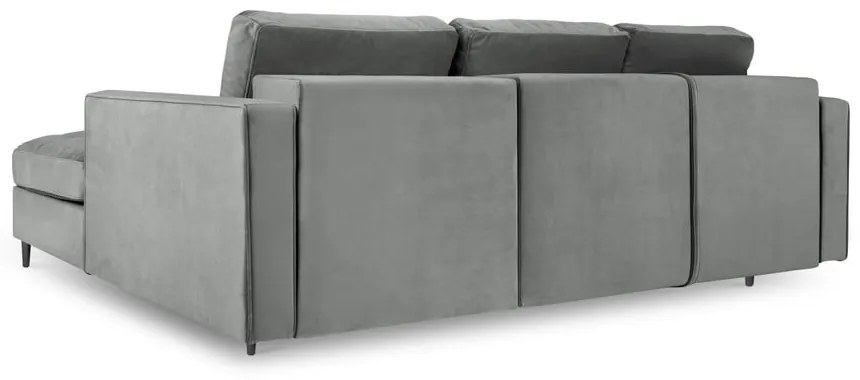 Svetlosivá zamatová rozkladacia rohová pohovka Milo Casa Santo, pravý roh