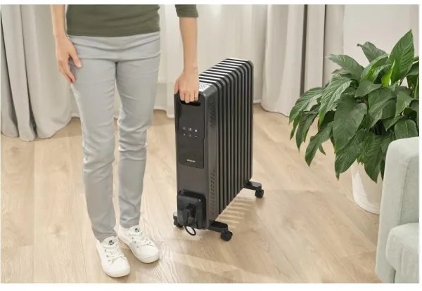 Sencor - olejový ohrievač s 11 rebrami 1000/1200/2400W/230V Wi-Fi čierny