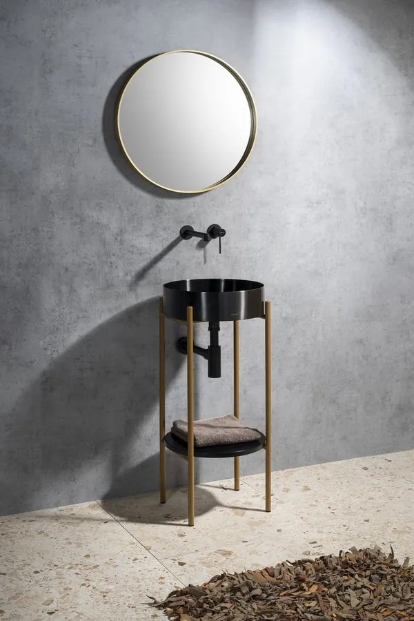 Sapho Sapho, AURUM nerezové umývadlo, priemer 38cm, vrátane výpuste, gun metal, AU101