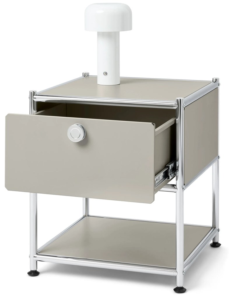 Kovový odkladací stolík »CN3« s 1 zásuvkou, svetlosivý