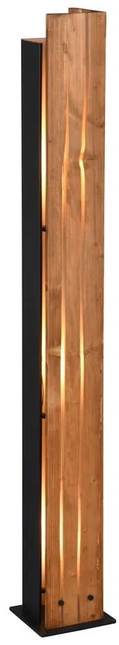 Stojacia lampa v čierno-prírodnej farbe s dreveným tienidlom (výška 121 cm) Karuni – Trio
